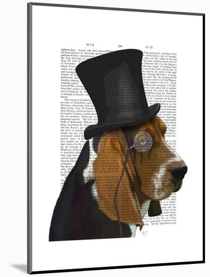 Basset Hound, Formal Hound and Hat-Fab Funky-Mounted Art Print