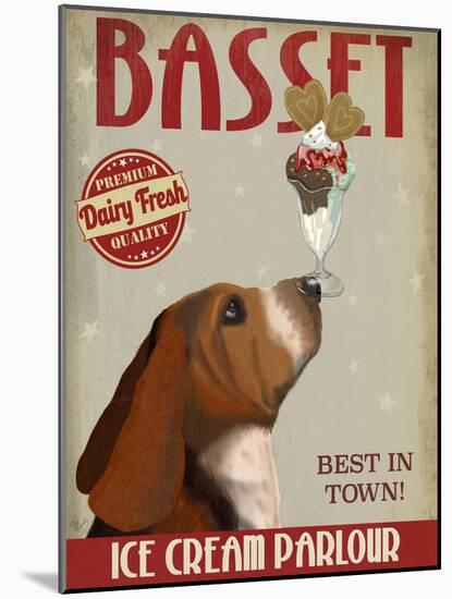 Basset Hound Ice Cream-Fab Funky-Mounted Art Print