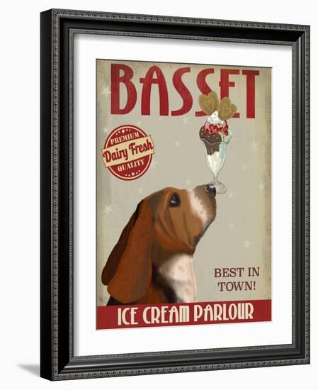 Basset Hound Ice Cream-Fab Funky-Framed Art Print