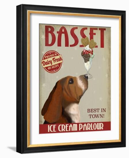 Basset Hound Ice Cream-Fab Funky-Framed Art Print