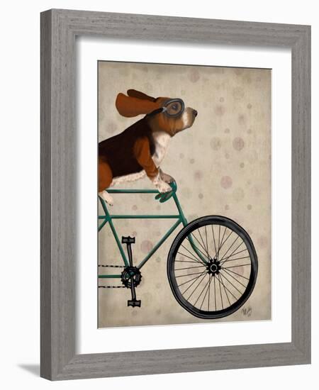 Basset Hound on Bicycle-Fab Funky-Framed Art Print