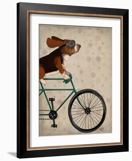 Basset Hound on Bicycle-Fab Funky-Framed Art Print