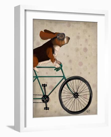 Basset Hound on Bicycle-Fab Funky-Framed Art Print