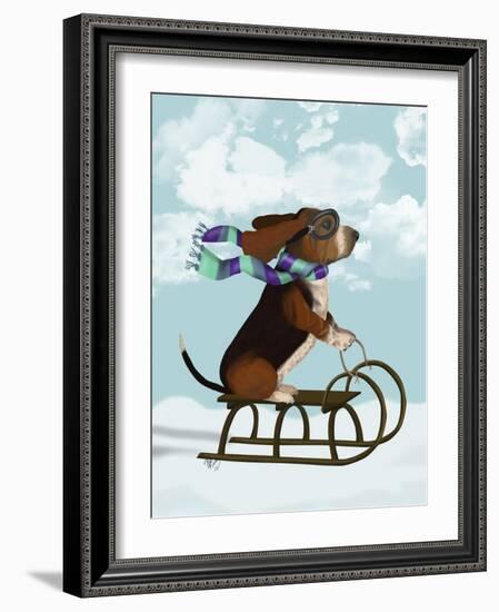 Basset Hound, Sledging-Fab Funky-Framed Art Print