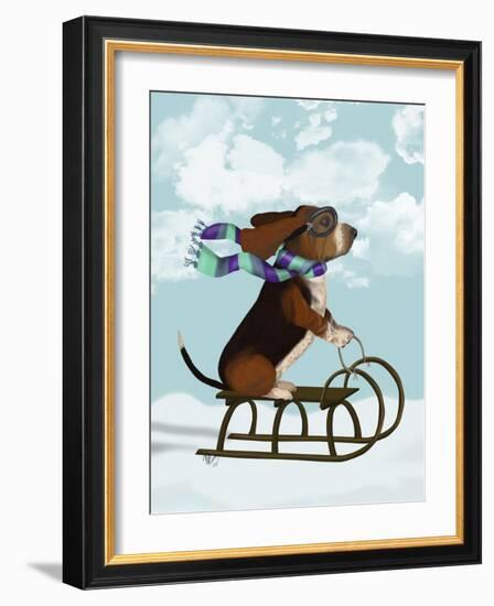 Basset Hound, Sledging-Fab Funky-Framed Art Print