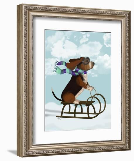 Basset Hound, Sledging-Fab Funky-Framed Art Print