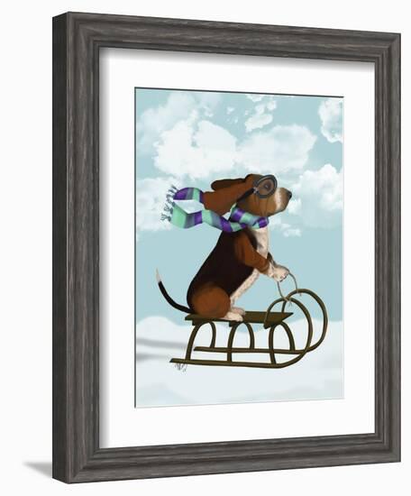 Basset Hound, Sledging-Fab Funky-Framed Art Print