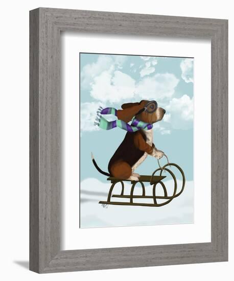 Basset Hound, Sledging-Fab Funky-Framed Art Print