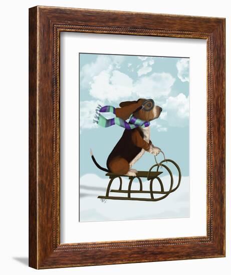 Basset Hound, Sledging-Fab Funky-Framed Art Print