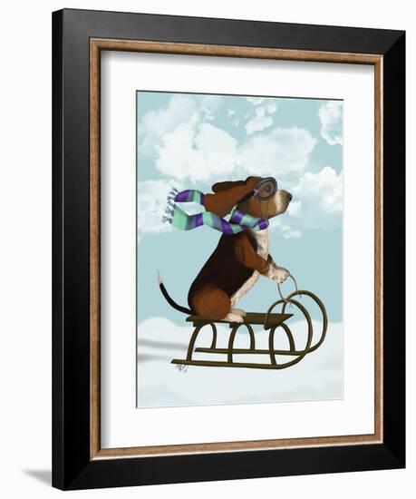 Basset Hound, Sledging-Fab Funky-Framed Art Print