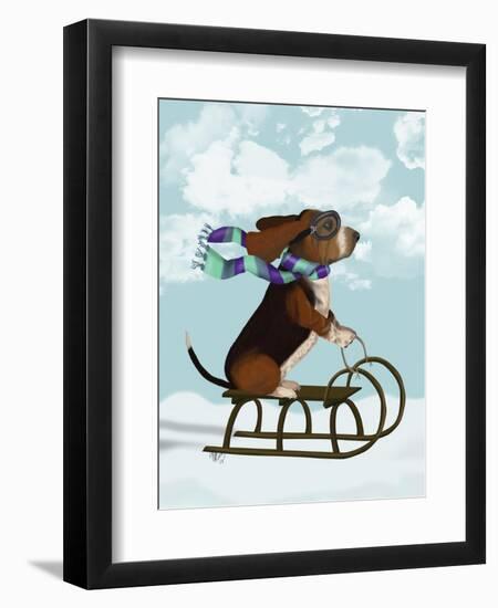 Basset Hound, Sledging-Fab Funky-Framed Art Print