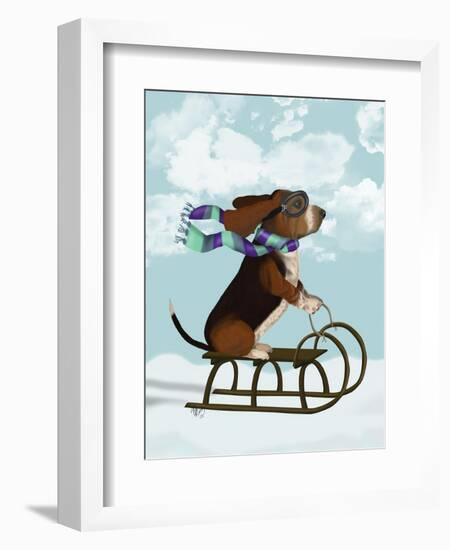 Basset Hound, Sledging-Fab Funky-Framed Art Print