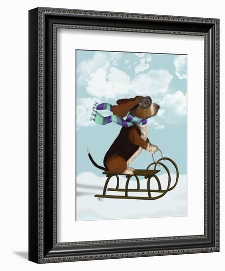 Basset Hound, Sledging-Fab Funky-Framed Art Print