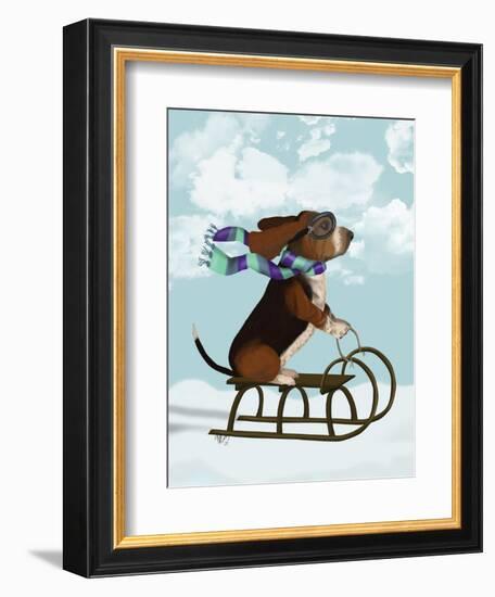 Basset Hound, Sledging-Fab Funky-Framed Art Print