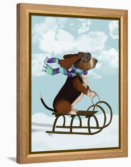 Basset Hound, Sledging-Fab Funky-Framed Stretched Canvas