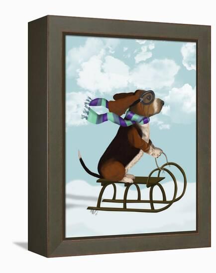 Basset Hound, Sledging-Fab Funky-Framed Stretched Canvas