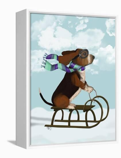 Basset Hound, Sledging-Fab Funky-Framed Stretched Canvas