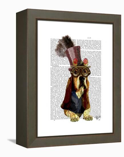 Basset Hound Steampunk Top Hat Goggles-Fab Funky-Framed Stretched Canvas