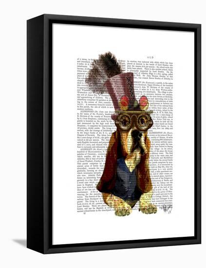 Basset Hound Steampunk Top Hat Goggles-Fab Funky-Framed Stretched Canvas