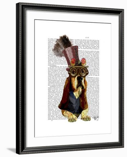 Basset Hound Steampunk Top Hat Goggles-Fab Funky-Framed Art Print