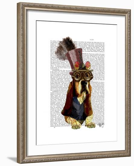 Basset Hound Steampunk Top Hat Goggles-Fab Funky-Framed Art Print