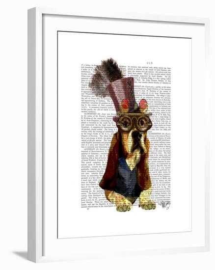 Basset Hound Steampunk Top Hat Goggles-Fab Funky-Framed Art Print