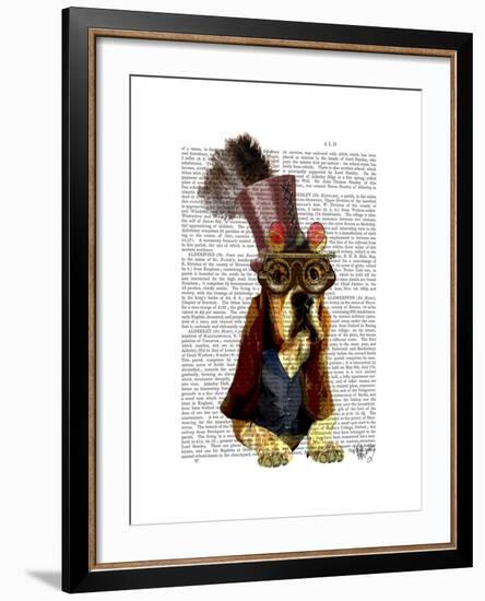 Basset Hound Steampunk Top Hat Goggles-Fab Funky-Framed Art Print