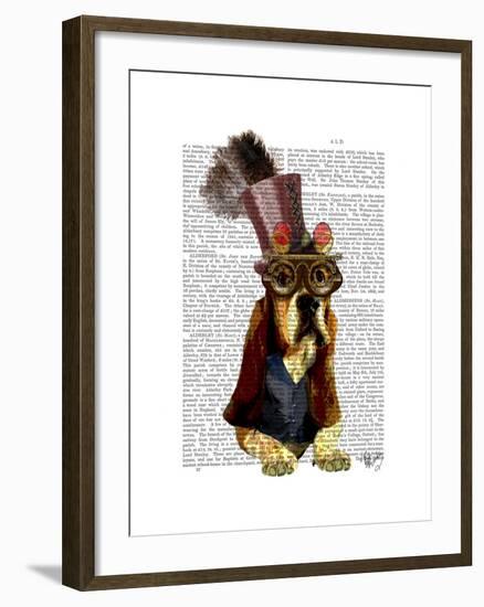 Basset Hound Steampunk Top Hat Goggles-Fab Funky-Framed Art Print