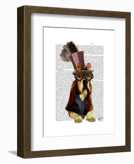 Basset Hound Steampunk Top Hat Goggles-Fab Funky-Framed Art Print