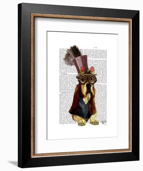 Basset Hound Steampunk Top Hat Goggles-Fab Funky-Framed Art Print