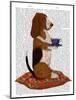 Basset Hound Taking Tea-Fab Funky-Mounted Art Print