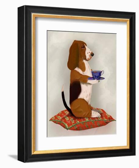 Basset Hound Taking Tea-Fab Funky-Framed Art Print