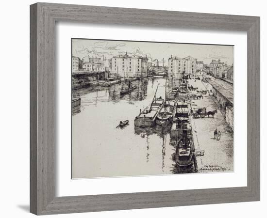 Bassin de La Villette, c.1903-Eugene Bejot-Framed Giclee Print