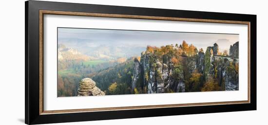 Bastei Bridge, Elbe Sandstone Mountains, Saxon Switzerland National Park, Germany-Peter Adams-Framed Photographic Print
