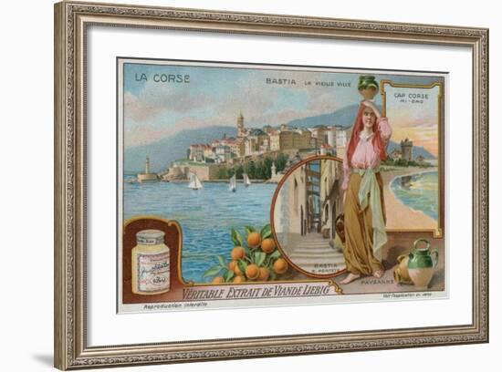 Bastia, Cap Corso and a Peasant Girl-null-Framed Giclee Print