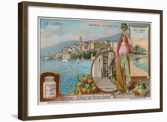 Bastia, Cap Corso and a Peasant Girl-null-Framed Giclee Print