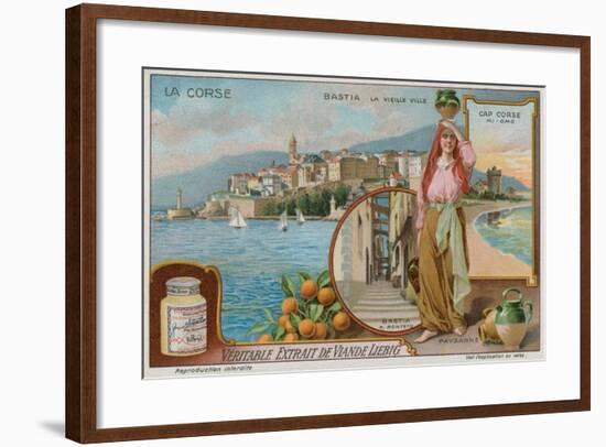 Bastia, Cap Corso and a Peasant Girl-null-Framed Giclee Print
