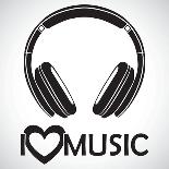 Headphones Logo Icon “I Love Music” I for the Creative Use in Graphic Design-Bastian Gnüchwitz-Stretched Canvas