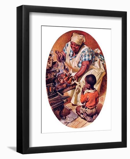 "Basting the Turkey,"November 28, 1936-Joseph Christian Leyendecker-Framed Giclee Print