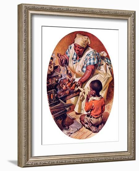 "Basting the Turkey,"November 28, 1936-Joseph Christian Leyendecker-Framed Giclee Print