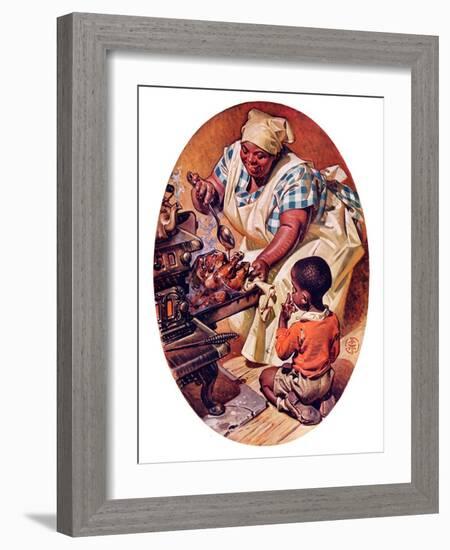 "Basting the Turkey,"November 28, 1936-Joseph Christian Leyendecker-Framed Giclee Print