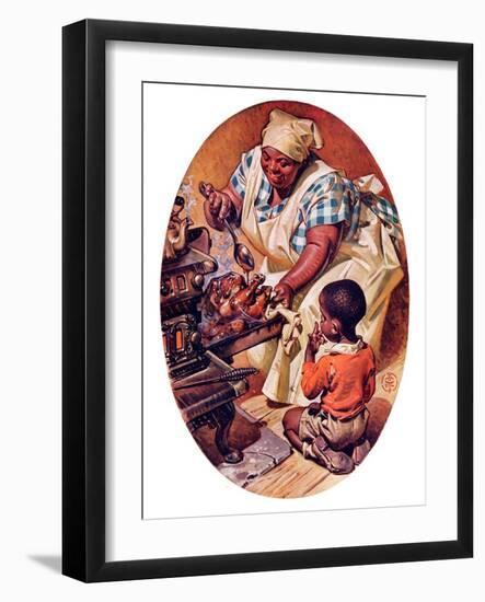 "Basting the Turkey,"November 28, 1936-Joseph Christian Leyendecker-Framed Giclee Print