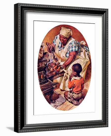 "Basting the Turkey,"November 28, 1936-Joseph Christian Leyendecker-Framed Giclee Print