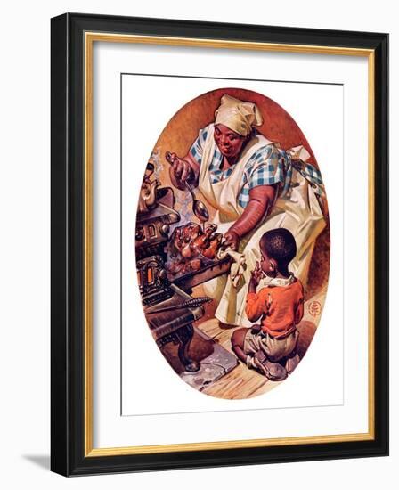 "Basting the Turkey,"November 28, 1936-Joseph Christian Leyendecker-Framed Giclee Print