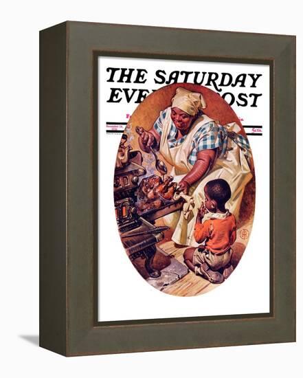 "Basting the Turkey," Saturday Evening Post Cover, November 28, 1936-Joseph Christian Leyendecker-Framed Premier Image Canvas