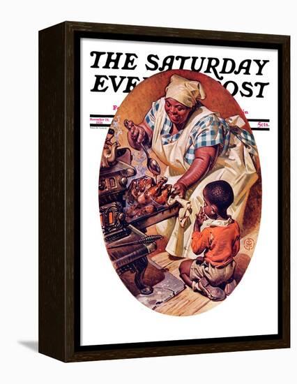 "Basting the Turkey," Saturday Evening Post Cover, November 28, 1936-Joseph Christian Leyendecker-Framed Premier Image Canvas