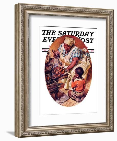 "Basting the Turkey," Saturday Evening Post Cover, November 28, 1936-Joseph Christian Leyendecker-Framed Giclee Print