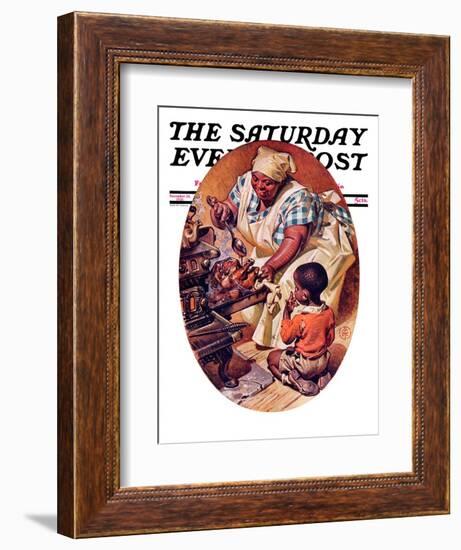 "Basting the Turkey," Saturday Evening Post Cover, November 28, 1936-Joseph Christian Leyendecker-Framed Giclee Print