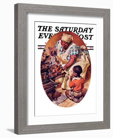 "Basting the Turkey," Saturday Evening Post Cover, November 28, 1936-Joseph Christian Leyendecker-Framed Giclee Print