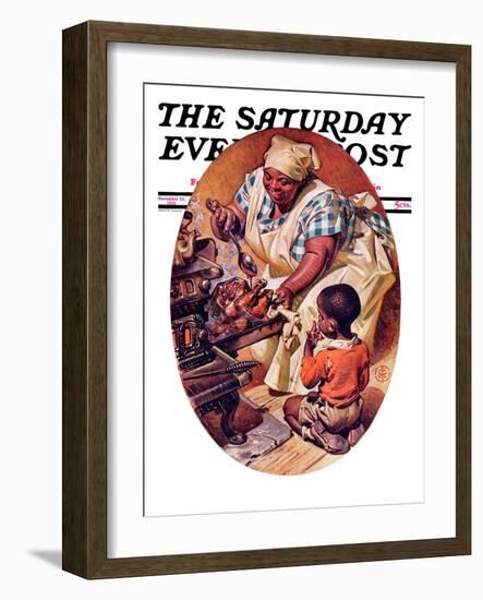 "Basting the Turkey," Saturday Evening Post Cover, November 28, 1936-Joseph Christian Leyendecker-Framed Giclee Print